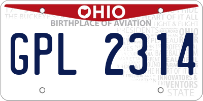 OH license plate GPL2314