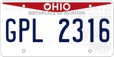 OH license plate GPL2316