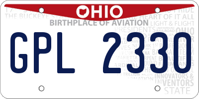 OH license plate GPL2330