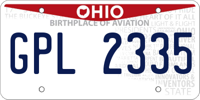 OH license plate GPL2335