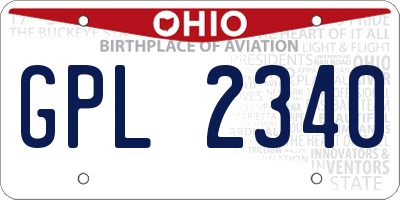 OH license plate GPL2340