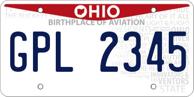 OH license plate GPL2345