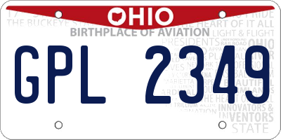 OH license plate GPL2349