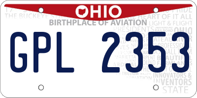 OH license plate GPL2353