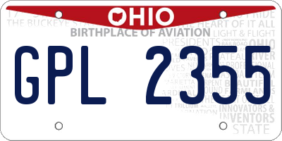 OH license plate GPL2355