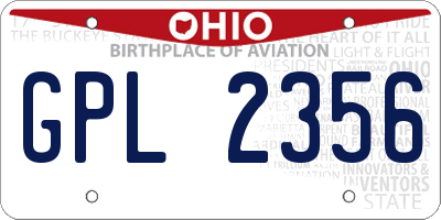 OH license plate GPL2356
