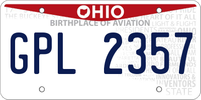 OH license plate GPL2357