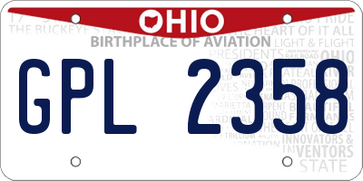 OH license plate GPL2358