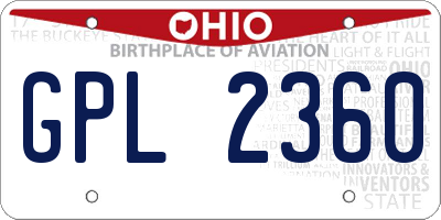 OH license plate GPL2360