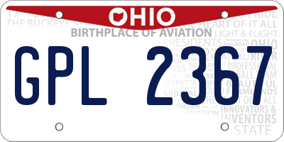 OH license plate GPL2367