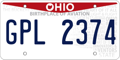 OH license plate GPL2374