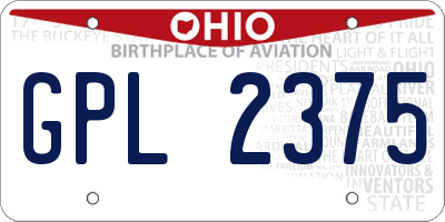 OH license plate GPL2375