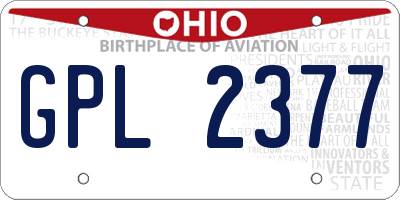 OH license plate GPL2377