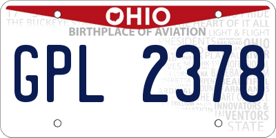 OH license plate GPL2378