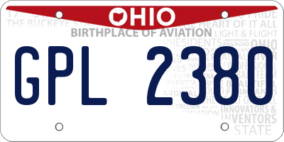 OH license plate GPL2380