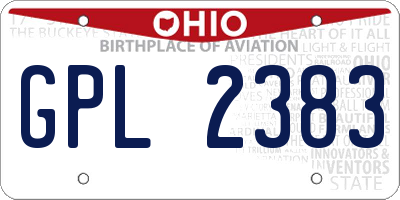OH license plate GPL2383
