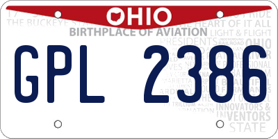 OH license plate GPL2386
