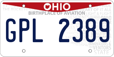 OH license plate GPL2389