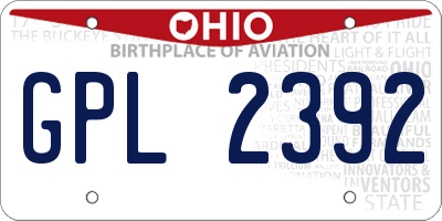 OH license plate GPL2392