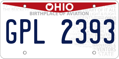 OH license plate GPL2393