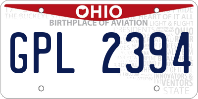 OH license plate GPL2394