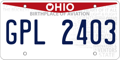OH license plate GPL2403