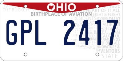 OH license plate GPL2417