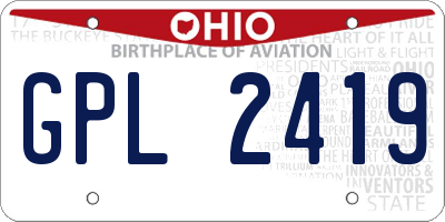 OH license plate GPL2419