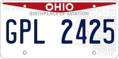 OH license plate GPL2425