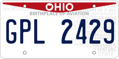 OH license plate GPL2429
