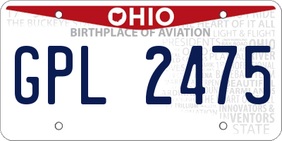OH license plate GPL2475