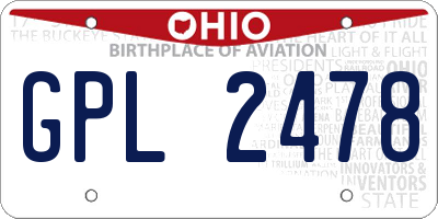 OH license plate GPL2478
