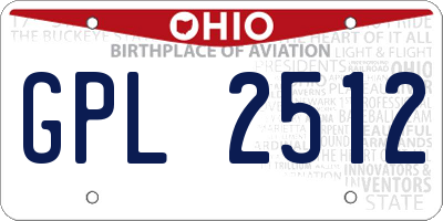 OH license plate GPL2512