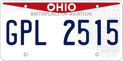 OH license plate GPL2515
