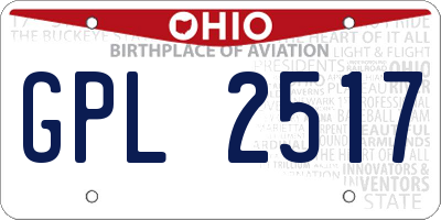 OH license plate GPL2517