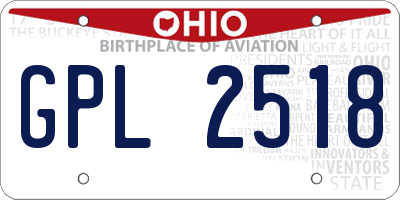 OH license plate GPL2518