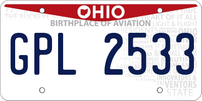OH license plate GPL2533