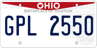OH license plate GPL2550