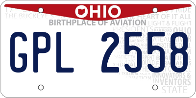 OH license plate GPL2558