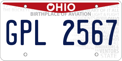 OH license plate GPL2567
