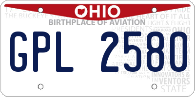 OH license plate GPL2580