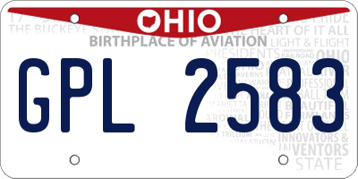 OH license plate GPL2583