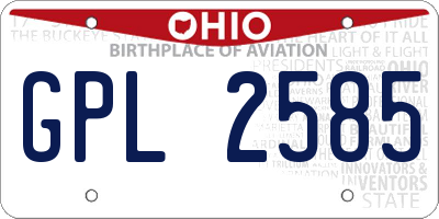 OH license plate GPL2585