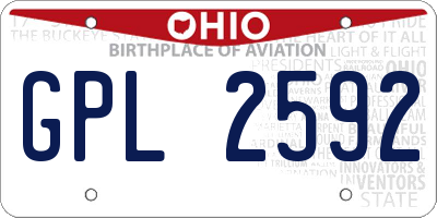 OH license plate GPL2592