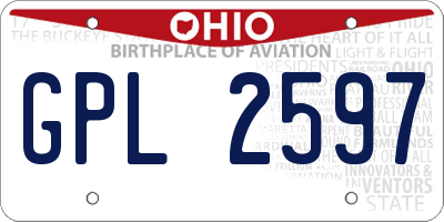 OH license plate GPL2597