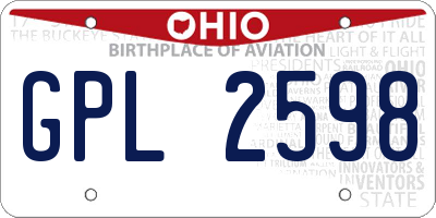 OH license plate GPL2598