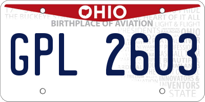 OH license plate GPL2603