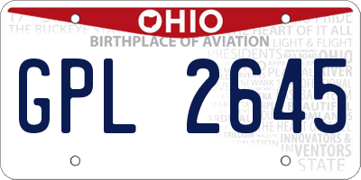 OH license plate GPL2645