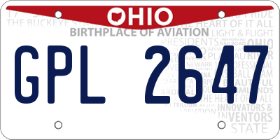 OH license plate GPL2647