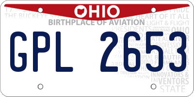 OH license plate GPL2653